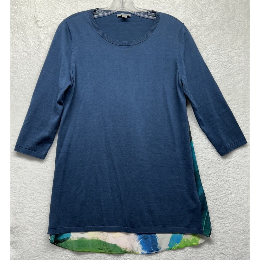 COS Womens Size S Blue Silk Cotton Blend Long Sleeve Tunic Top (L6)
